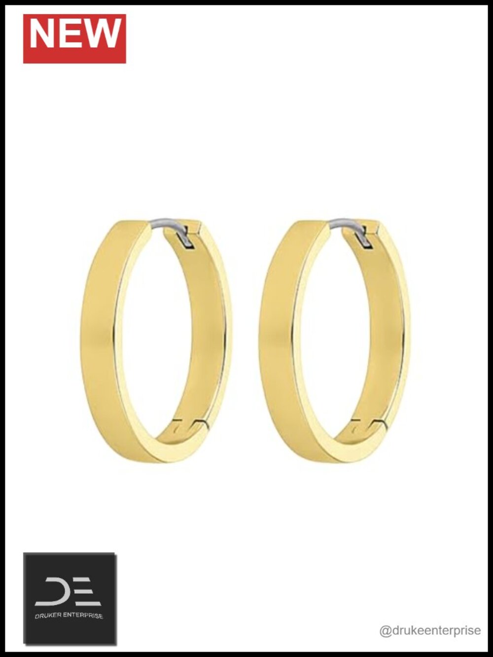 18K Gold Plated Rose Hoop Earrings Hinged Closure